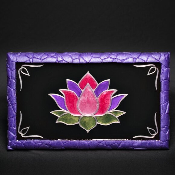 Lotus Blossom Stone Edge Vanity Tray | Perfume Tray | Candle Tray - Picture 1 of 3